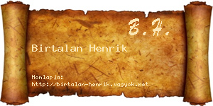 Birtalan Henrik névjegykártya